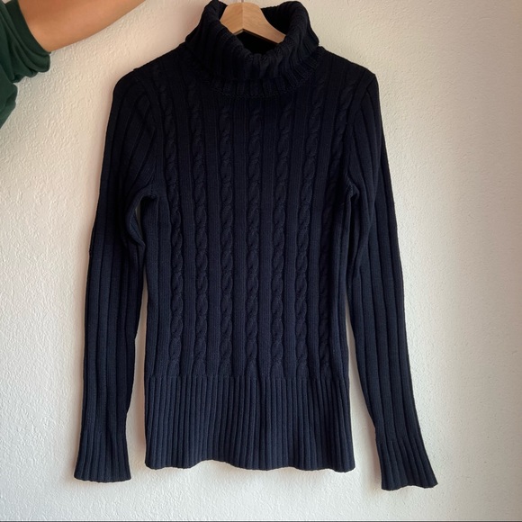 J. Crew Navy Wool Cable Sweater size Small - Picture 1 of 6